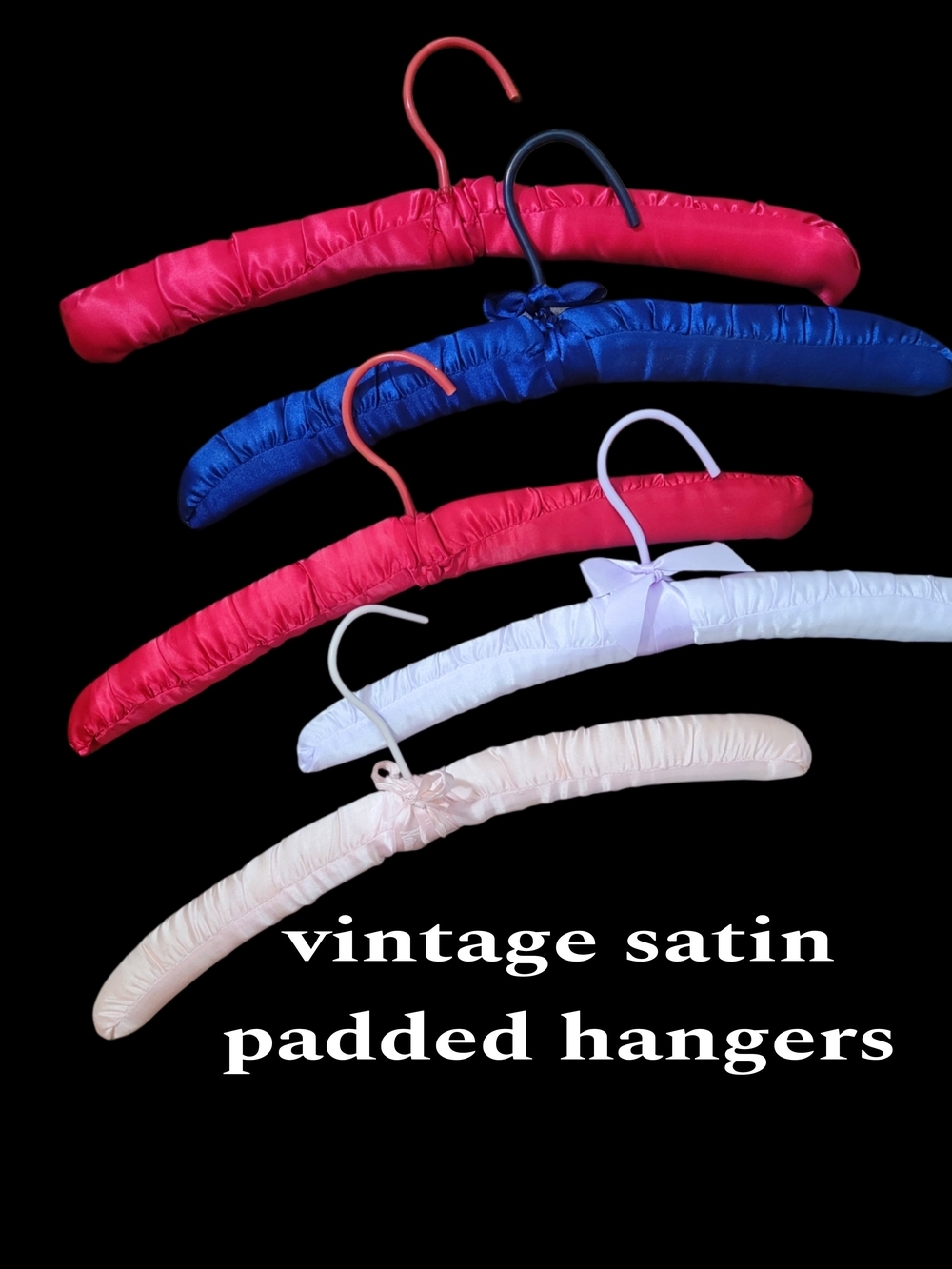 5 Vintage Satin Padded Hangers